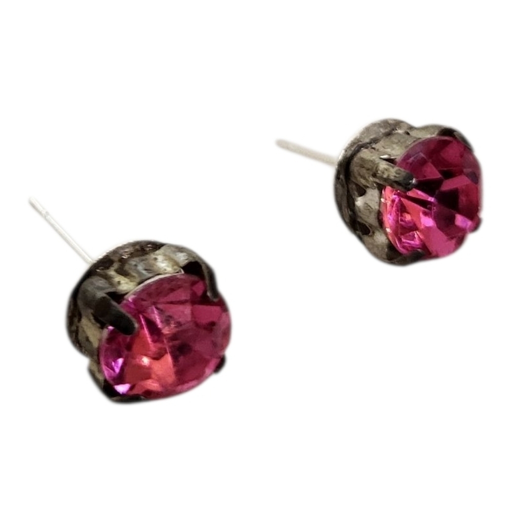 Pink Gemstone Stud Earrings  Elegance